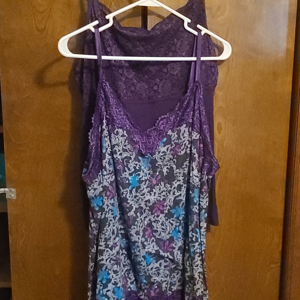 2 purple cami with lace details